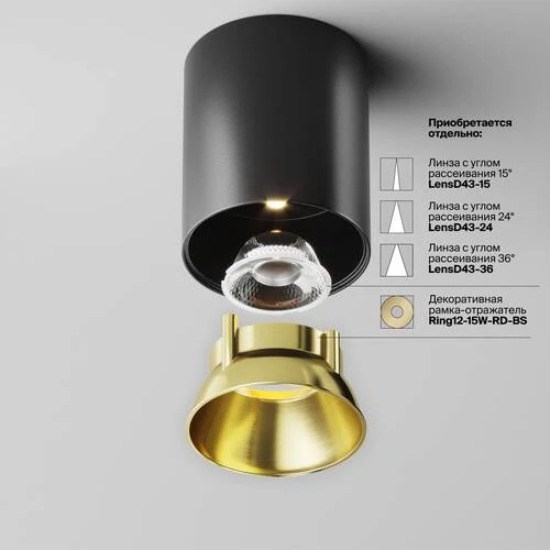 Потолочный светильник Ceiling Alfa LED 12W, 3000K, Черный (Maytoni Technical, C064CL-12W3K-RD-B) - Amppa.ru