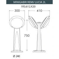 Уличный фонарь столб Fumagalli Mini Gabri Remi/Lucia 2L, 1R3.612.X20.LYE27BU1, серый/синий, опал